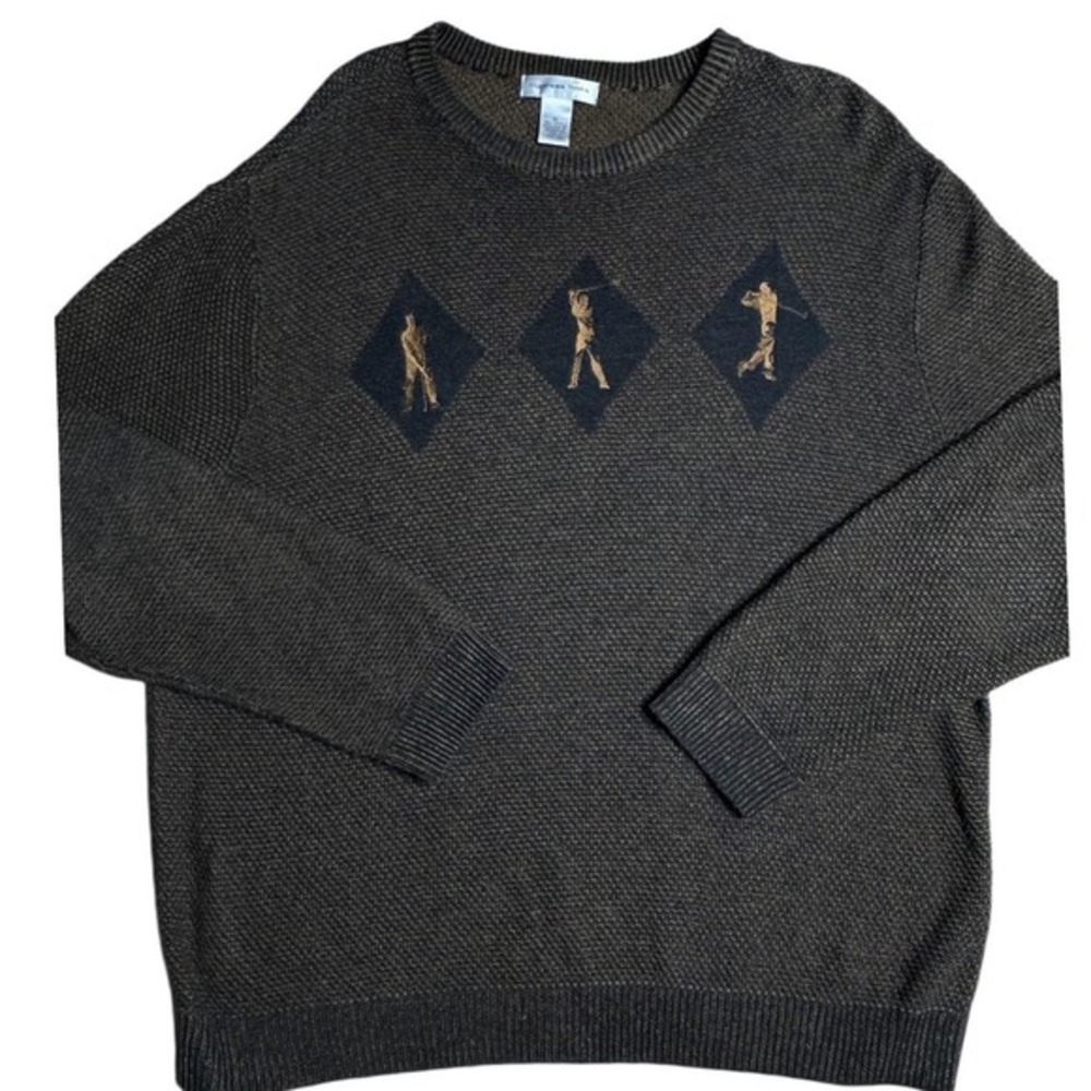 Vintage Golf Embrodiered Cable Knit Sweater Men's XL Grandpa
